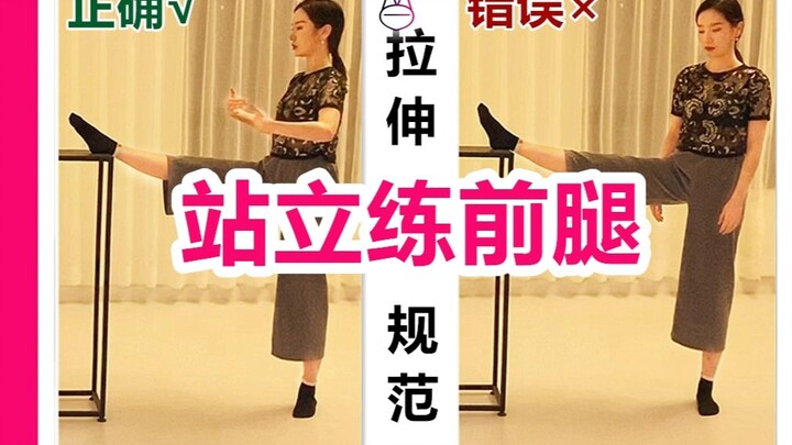How to correctly practice the standing front leg stretch at home? [Chinese and English subtitles] [M