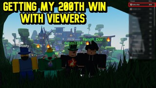 Getting My 200th Win With Viewers - Roblox Bed Wars