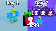 Thử thách dùng 10 tài khoản ấp pet khổng lồ liền 1 tuần và cái kết - Pet Simulator X Roblox