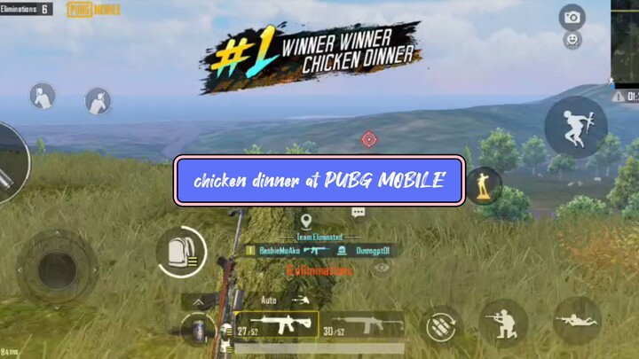 chicken dinner at pubg mobile