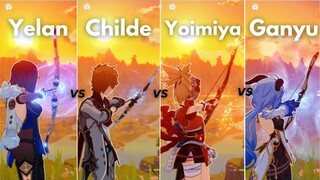 Who is BEST Bow DPS ? Yelan vs Ganyu vs Childe vs Yoimiya !!