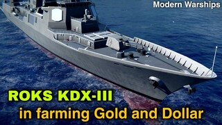 Modern Warships: ROKS KDX-III in farming Gold and Dollar gameplay.