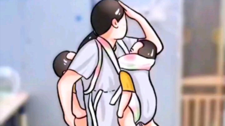 A woman is raising her twin babies all by herself; as the kids keep crying and fussing, she eventual