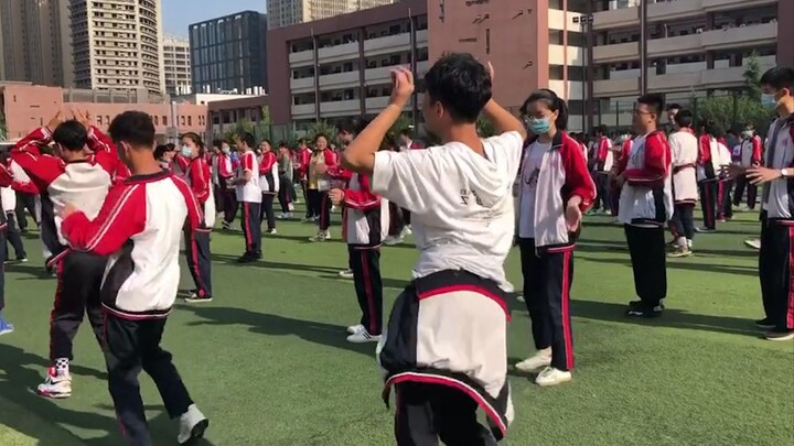 The unique guy on campus turned the break exercise into a yangko dance, and I can't help but admit i