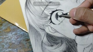 cara mengarsir anime cewek simple