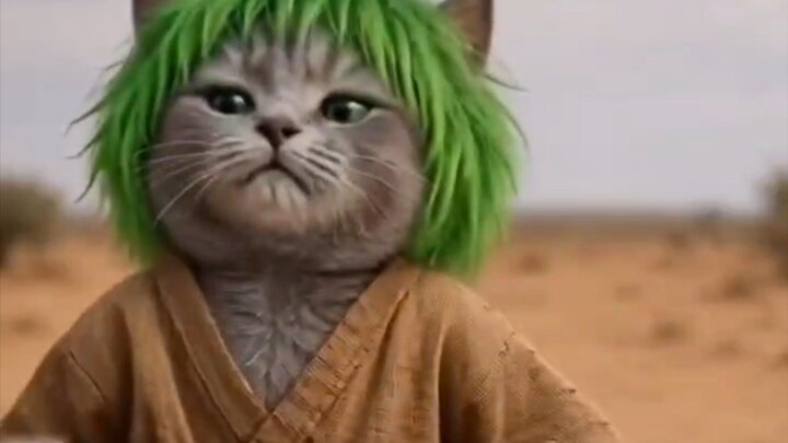 😂 Green Hair Baby Cat का Funny Dance! 😍 | Cute Cat #shorts