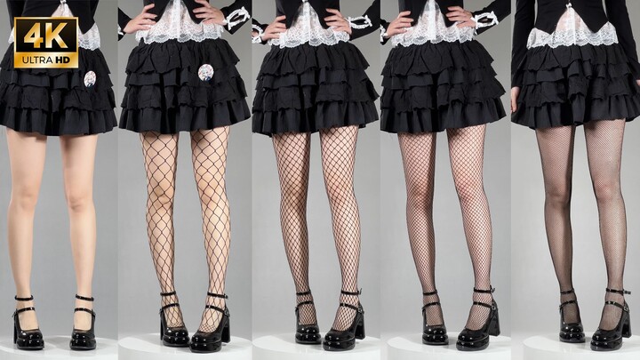 Perbandingan efek visual dari berbagai ukuran kotak pada stoking jaring, dicoba langsung [Bouncing]