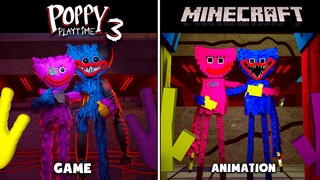 Huggy Wuggy MEETS Kissy Missy (Game VS Animation) | Poppy Playtime Chapter 3 VS Minecraft