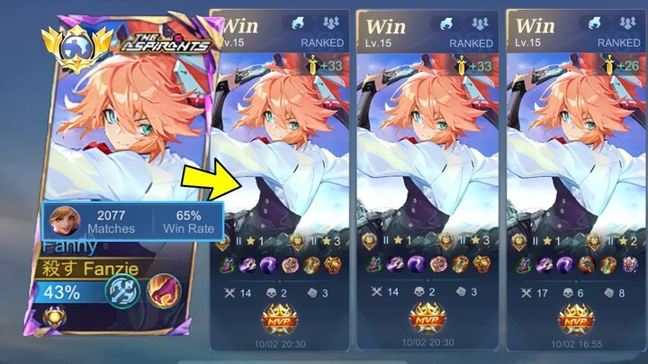 FANNY GRIND TOP GLOBAL GAMEPLAY AGGRESSIVELY IN RANKGAME - MLBB