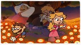 Mario and Peach fire flower transformation