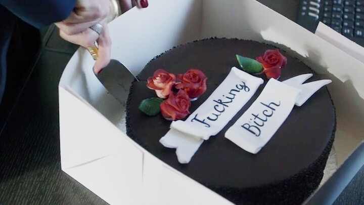 A writer receives a cake from a hater. Unaware of the danger, she takes a bite—and a bee crawls into