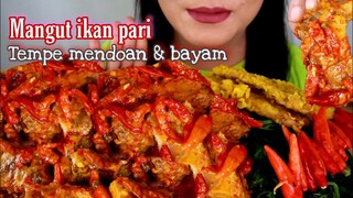 ASMR MANGUT IKAN PARI + TEMPE MENDOAN + BAYAM | ASMR MUKBANG INDONESIA