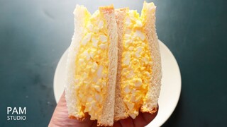 แซนด์วิชไข่ต้ม ไส้ทะลัก นุ่ม ละมุน ไอเดียเมนูไข่ ทำง่าย Easy Egg Mayo Sandwich | Pam Studio