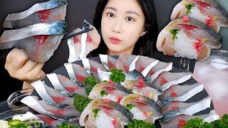 [ONHWA] Sashimi cá thu 🐟 Âm thanh nhai sushi cá thu! cá sống |