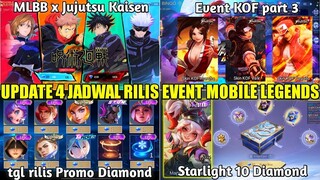 UPDATE 4 EVENT MOBILE LEGENDS 2024! EVENT JUJUTSU KAISEN, KOF PART 3, PROMO DIAMOND, STARLIGHT 10 DM