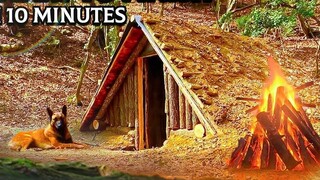 Express Edition Handcrafted Semi-Underground Log Cabin Shelter ตั้งแต่ต้นจนจบ