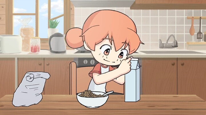 This is a little girl having breakfast (but with Red Alert sound effects~)