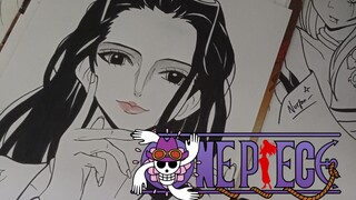 Nico Robin - One Piece || Black and White Art (SPEED DRAWING)