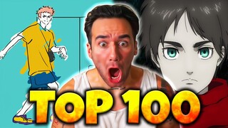 TOP 100 MOST LISTENED ANIME ENDINGS OF ALL TIME🔥 - REACTION