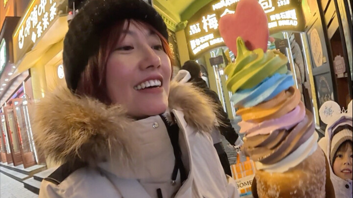 Devouring a Giant Ice Cream in Subzero Temperatures—So Addictive!