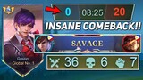 SAVAGE!! GUSION HARD CARRY TOTALLY INSANE COMEBACK😱 ( auto 1hit enemy! )