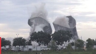 大型建筑物拆除爆破现场，场景震撼又莫名舒适，这个合集看得过瘾！