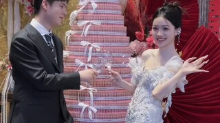 女生订婚这现金把人看傻眼了，蛋糕我都不敢买这么高的……