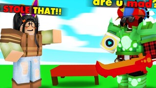 ฉันขโมยอาวุธของพวกเขาไปทั้งหมด และพวกเขาเลิกรา (ROBLOX BEDWARS)