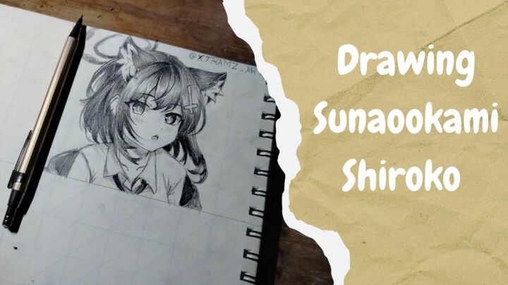 drawing Sunaookami Shiroko || karakter dari game blue archive