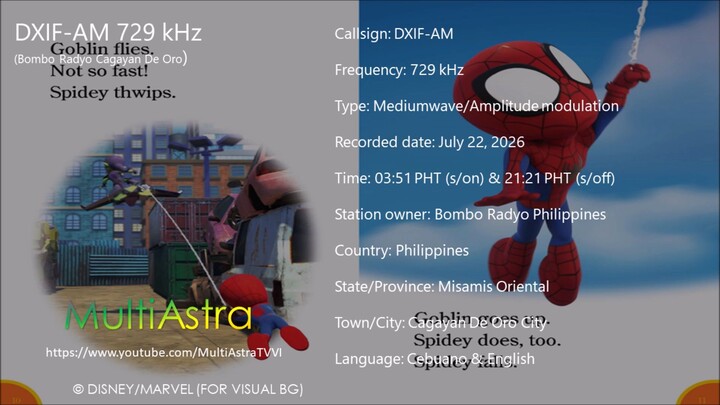 DXIF-AM 729 kHz Bombo Radyo CDO - Sign-on & Sign-off (July 22, 2026)