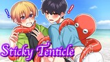 【BL Anime】My boyfriend is entangled with an octopus at the beach, and we ended up kissing【Yaoi】