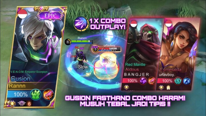 GUSION FASTHAND COMBO HARAM! MUSUH TEBAL JADI TIPIS!! TIPS FARMING & ROTASI CEPAT GUSION - MLBB