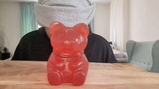 ASMR EATING Gummy Bear Blindfolded & Without Using Hands