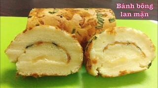 BÁNH BÔNG LAN MẶN - Bông Lan cuộn chà bông (ruốc) sốt dầu trứng | Tra My Cooking