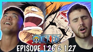 LUFFY DESTROYS CROCODILE!! ALABASTA IS FREE || One Piece Episode 126 + 127 REACTION + REVIEW!