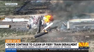 Crews continue to clean up fiery train derailment near Arizona-New Mexico border