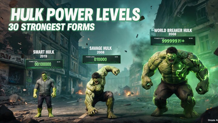 HULK Power Levels Comparison | 30 Strongest Forms Ranked! 💚