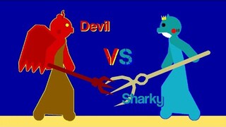 Devil Vs Sharky (The Battle Of The Tridents) - Stick Nodes Roblox Piggy