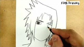 ASMR DRAWING SASUKE from manga naruto japan / how to draw sasuke