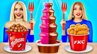 ชาเลนจ์ช็อกโกแลตฟองดูว์! | การกินอาหารและขนมสุดอลังการระหว่างคนรวยปะทะคนจน โดย RATATA YUMMY