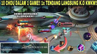 DEMO VERSI MOBILE LEGENDS !! 5 VS 5 CHOU 10x TENDANG AUTO PINGSAN KWKW!!