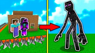 NOOB XÂY NHÀ AN TOÀN CHỐNG ENDERMAN KHÔNG LỒ 👽🏠 MINECRAFT CÙNG JAKI