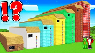 JJ and Mikey Found The LONGEST HOUSES of ALL SIZES BATTLE in Minecraft Maizen!