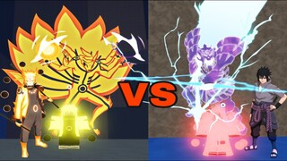 NARUTO VS SASUKE! SHINDO LIFE SIX PATHS SAGE MODE NINE TAILS VS SENGOKU! Roblox