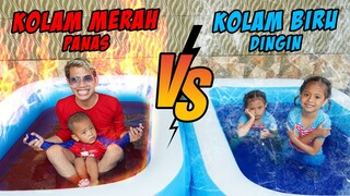 TANTANGAN BERENANG DI KOLAM MERAH VS BIRU‼️ PANAS VS DINGIN‼️😱