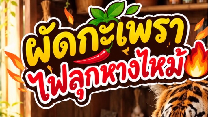 เมนู ผัดกะเพราไฟลุกหางไหม้ 🔥 #แมวส้ม กับ #พี่เสือ #ตัวละคร #อีสาน #เฮฮา