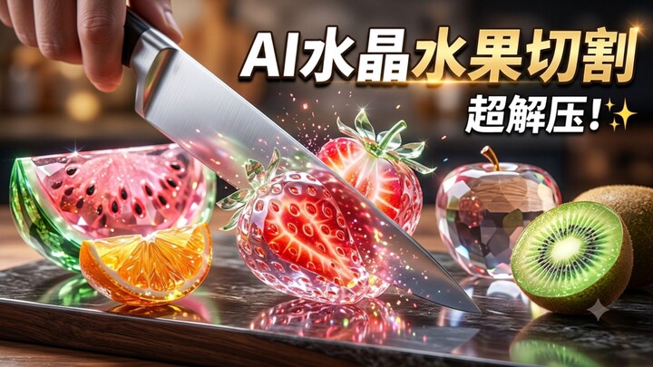 🍓✨ AI Crystal Fruit Cutting | AI水晶水果切割｜超解压 Satisfying Video