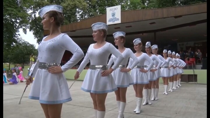 Czech University Girls: Czech College Students Perform in a Street Parade/Celebration Event — White 