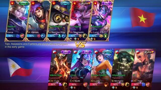 GAME 1 VIETNAM DESTROY PH TOP1 GUSION EXE HATE - PHIL VS VIETNAM-MOBILE ARENA TOURNAMENT |MLBB.