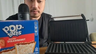 ASMR Eating Sounds - Frosted Strawberry Pop-Tarts STACKED